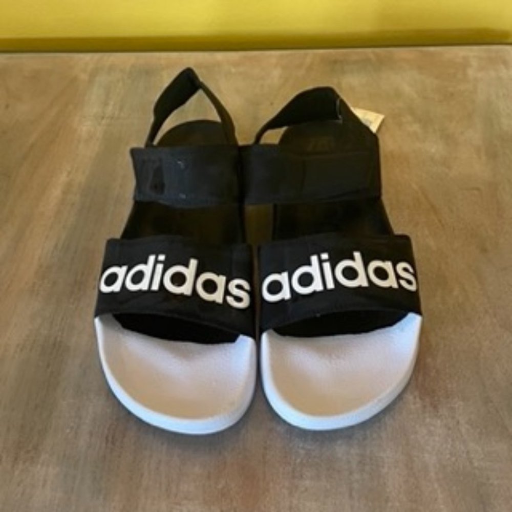 Adidas Unisex Black & White Adilette Sandal/Slip-On Shoe for Pool/Swimmers w/ Ve